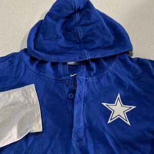 Nike NFL Team Apparel Dallas Cowboys Hooded Button Henley Long Sleeve T Mens Sma